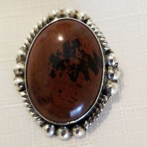 Sterling Silver 925 Carnelian Stone Pin Brooch
